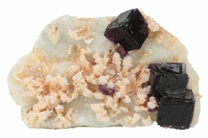 Deep-Purple Fluorite On Druzy Quartz - China #228237